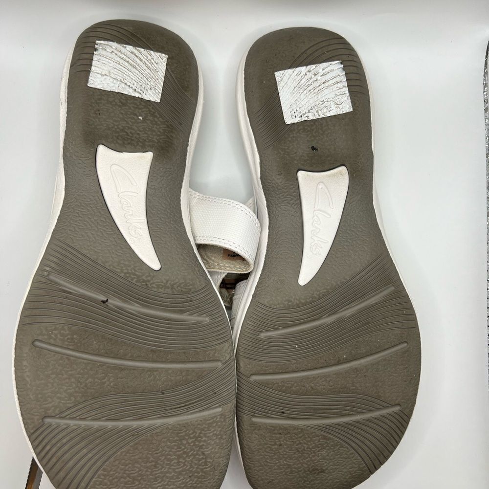 Clarks® Cloudsteppers Breeze Piper Women's Slide Sandals Gray and White - Picture 5 of 8